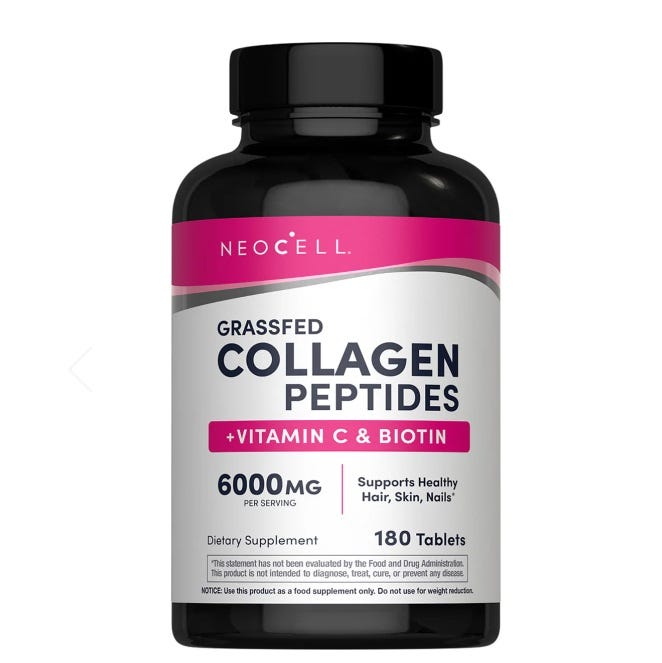 NeoCell Grass-Fed Collagen Peptides + C & Biotin – natural hydrolysed collagen powder for skin, hair, and joint health 180 Tablets