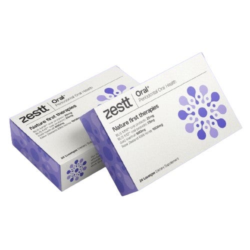 Zestt Wellness Oral+ Periodontal Oral Health package and lozenges