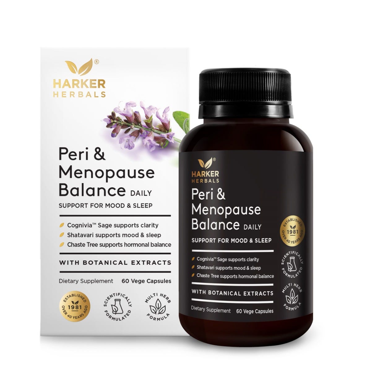 Harker Herbals Peri & Menopause Balance – natural herbal formula for hormone, mood and sleep support - 60 Capsules