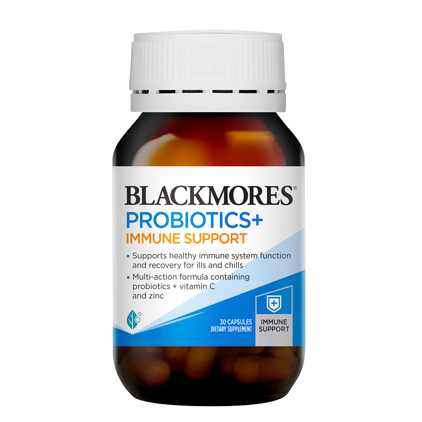 Blackmores Probiotics+ Immune Support - Product Bottle and Capsules