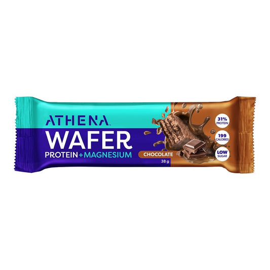 Athena Protein Wafer + Magnesium – Chocolate flavour high-protein low-sugar snack bar with added magnesium - 38g Bar