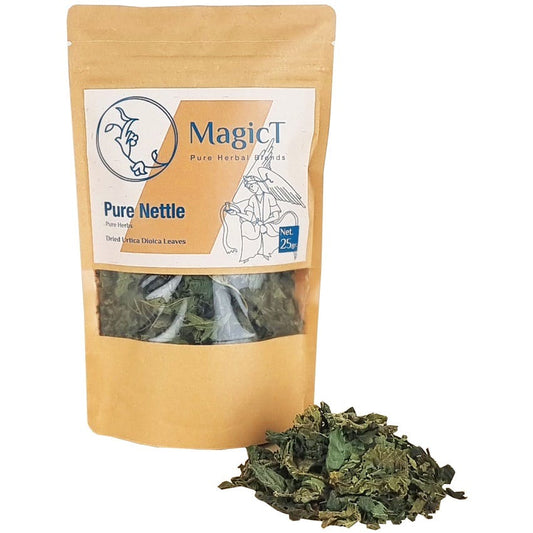 Image of a bag of Magic Tea Pure Nettle Tea, a natural anti-oxidant tea infusion. 