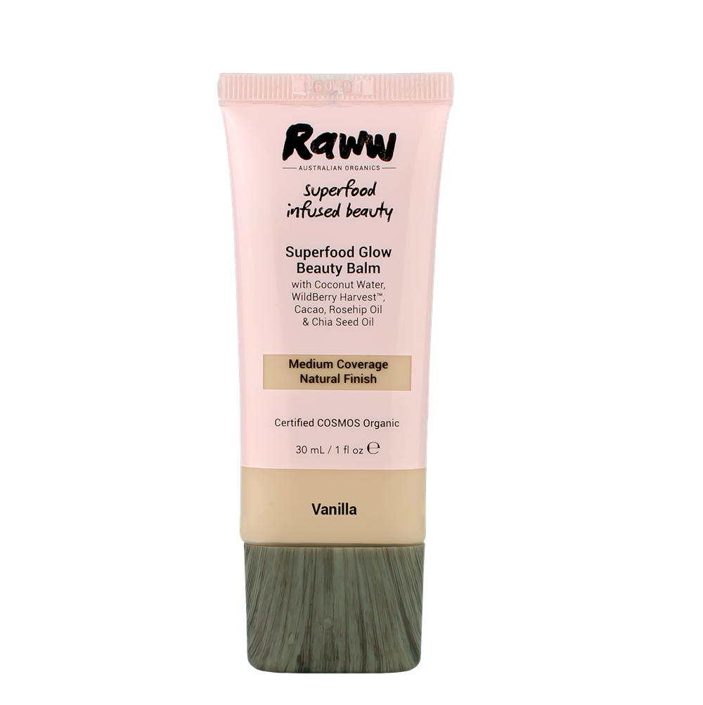 Raww Superfood Glow Beauty Balm Vanilla – natural BB cream with superfoods for radiant skin 30ml