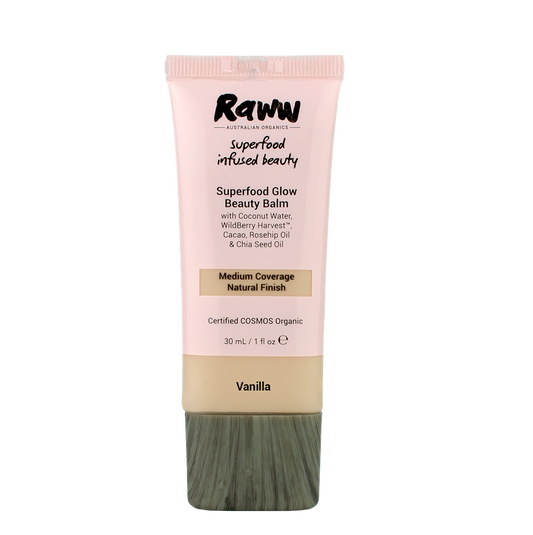Raww Superfood Glow Beauty Balm Vanilla – natural BB cream with superfoods for radiant skin 30ml