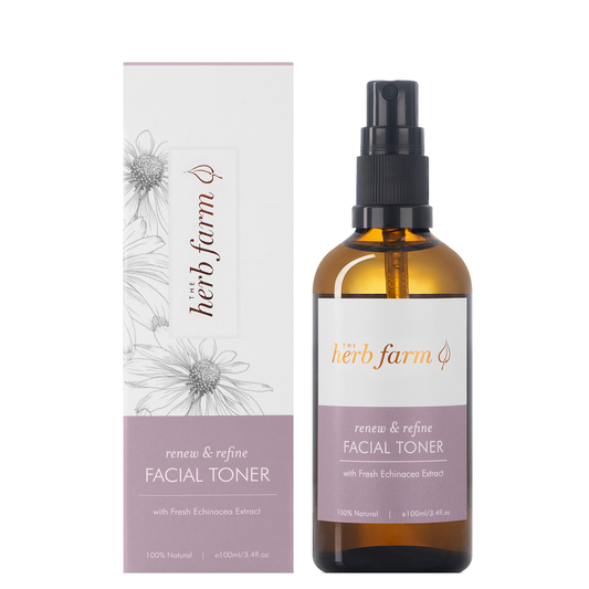 The Herb Farm Renew & Refine Facial Toner Bottle and Box