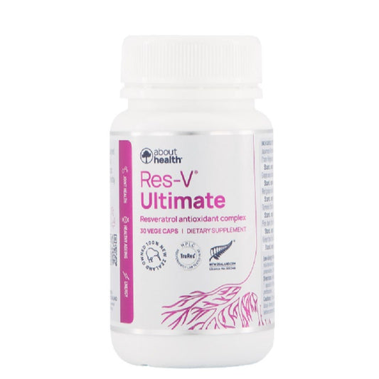 Image of About Health Res-V Ultimate Bottle and Capsules for general great health 