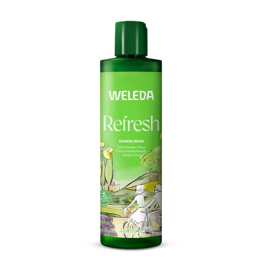 Bottle of Weleda Refresh Shower Cream Citrus – zesty natural body wash with citrus essential oils 400ml