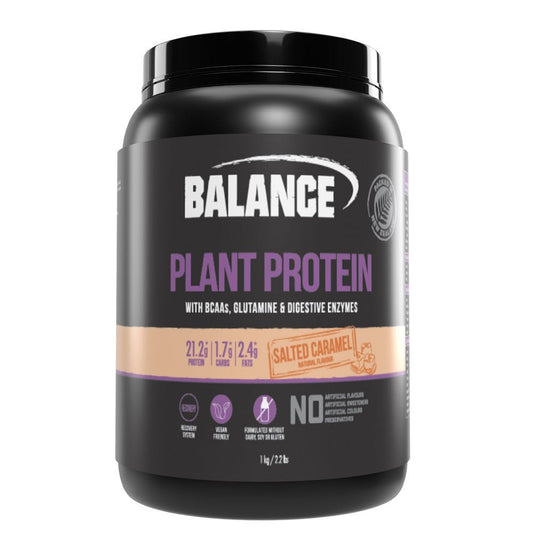 Balance Plant Protein Salted Caramel – vegan protein powder for muscle recovery and energy