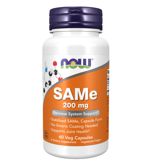 NOW SAMe 200mg - Product Bottle and Capsules