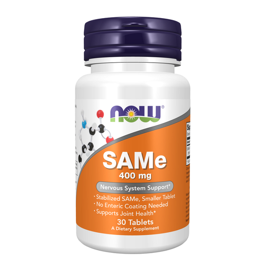 NOW SAMe 400mg - Product Bottle and Tablets