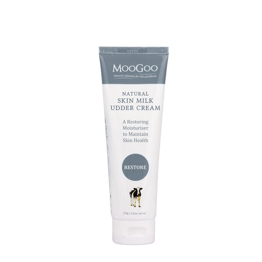 MooGoo Skin Milk Udder Cream to restore and maintain skin health. 