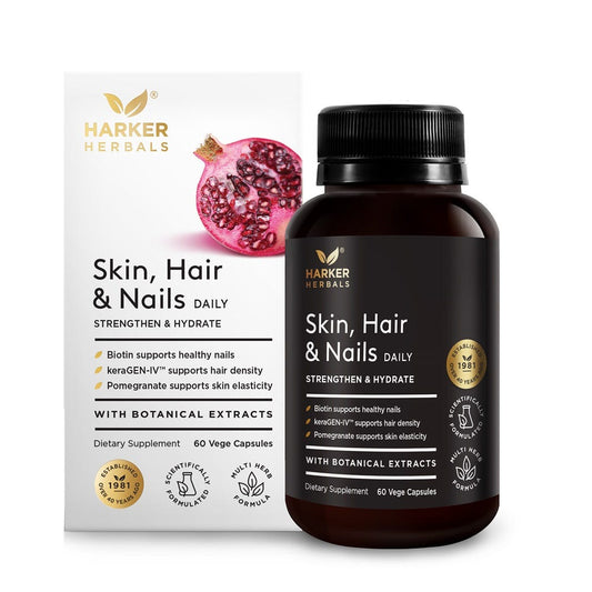 Harker Herbals Skin, Hair & Nails 60 vege capsules – keratin, pomegranate and biotin beauty support