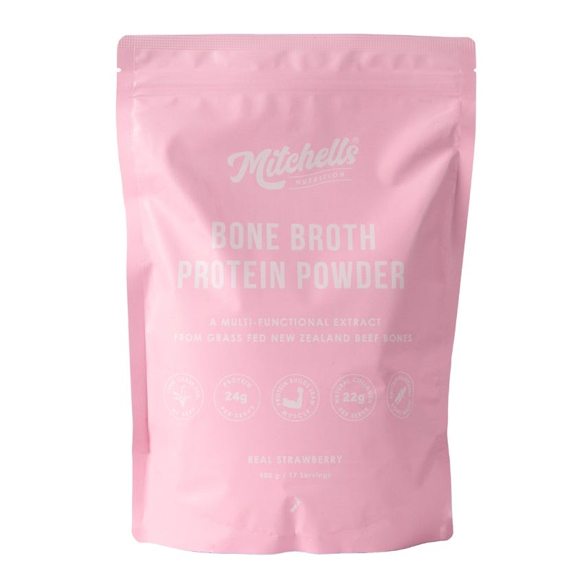 Image of Mitchells Nutrition Bone Broth Protein Powder Real Strawberry 500g