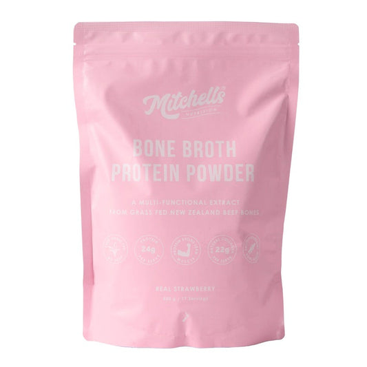 Image of Mitchells Nutrition Bone Broth Protein Powder Real Strawberry 500g