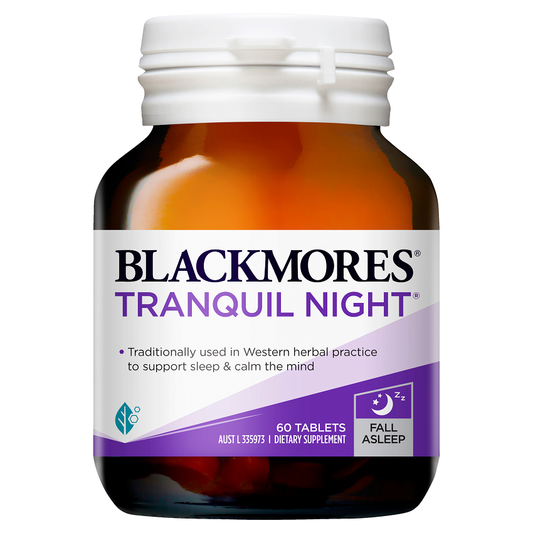 Blackmores Tranquil Night - Product Bottle and Capsules