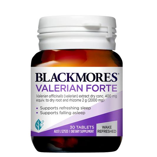 Blackmores Valerian Forte 2000mg - Product Bottle and Capsules