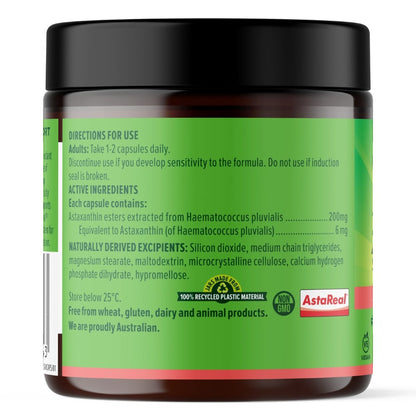 Vital Astaxanthin Age Defying Supplement Bottle - Plant-Based Antioxidant -  Back