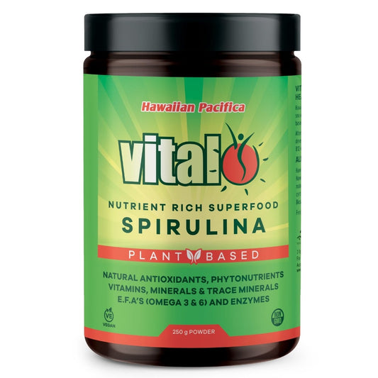 Vital Nutrient Rich Spirulina Supplement Jar - Plant-Based Superfood - Front