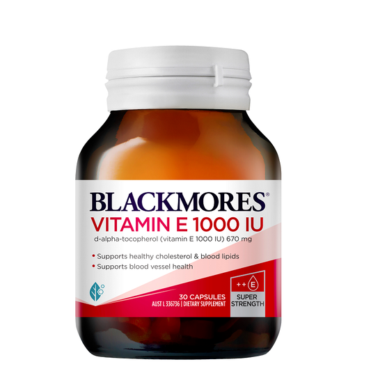 Blackmores Vitamin E 1000 IU - Product Bottle and Capsules
