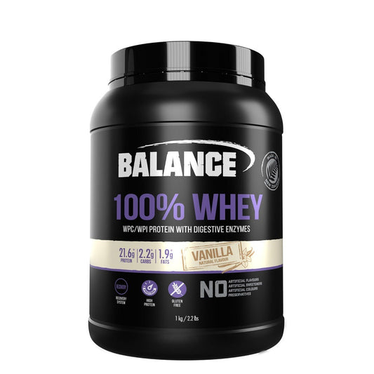 Balance 100% Whey Protein Vanilla – high-quality whey protein powder for muscle recovery