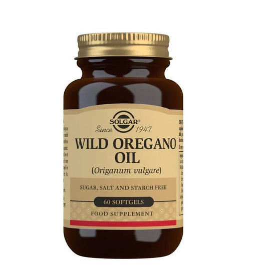 Image of Solgar Wild Oregano Oil Bottle and Softgels